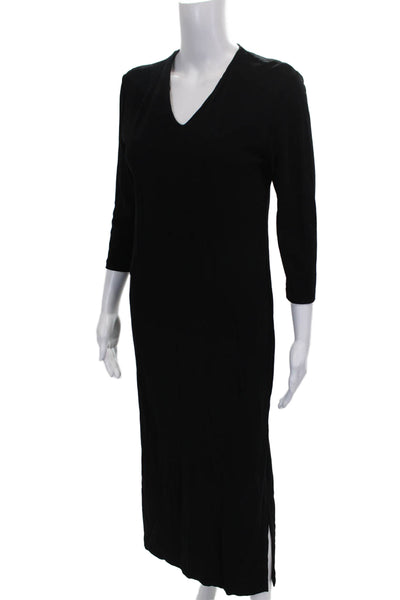 Lauren Ralph Lauren Womens Maxi Dress Black VNeck 3/4 Slv Size PM