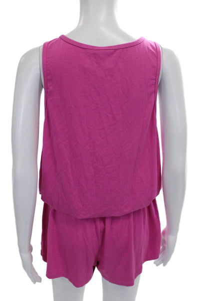Trina Turk Womens Pink V-Neck Sleeveless Romper Viscose Size XL