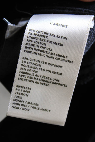 L'Agence Womens Skinny Black Cotton Blend Pants Size 30