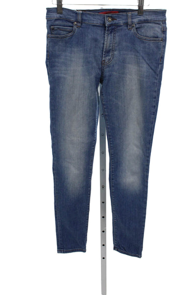 Hugo Hugo Boss Mens Skinny Blue Cotton Blend Jeans Mid Rise Button Size 27
