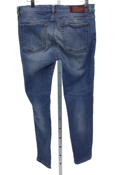 Hugo Hugo Boss Mens Skinny Blue Cotton Blend Jeans Mid Rise Button Size 27