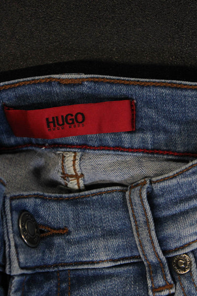 Hugo Hugo Boss Mens Skinny Blue Cotton Blend Jeans Mid Rise Button Size 27