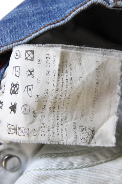 Hugo Hugo Boss Mens Skinny Blue Cotton Blend Jeans Mid Rise Button Size 27