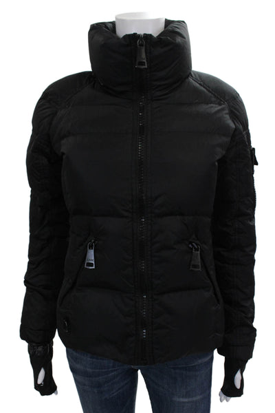 SAM New York Women Puffer Jacket Black Nylon Long Sleeve Zip Size XS