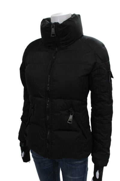 SAM New York Women Puffer Jacket Black Nylon Long Sleeve Zip Size XS