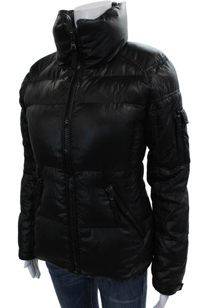 SAM New York Women Puffer Jacket Black Long Sleeve Zip Polyester Size S