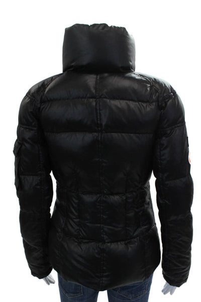 SAM New York Women Puffer Jacket Black Long Sleeve Zip Polyester Size S