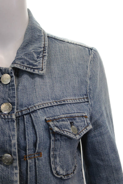 J Crew Womens Blue Cotton Basic Jacket Button Long Sleeve Size XS