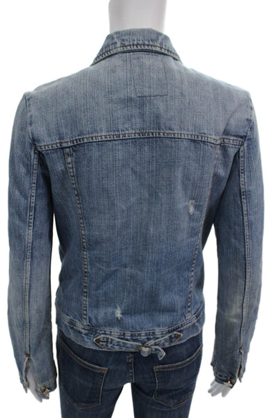 J Crew Womens Blue Cotton Basic Jacket Button Long Sleeve Size XS