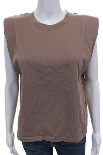 Zara Womens Basic Brown Cotton Crew Neck Sleeveless T-Shirt Size 2