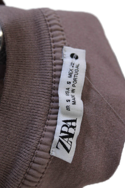 Zara Womens Basic Brown Cotton Crew Neck Sleeveless T-Shirt Size 2