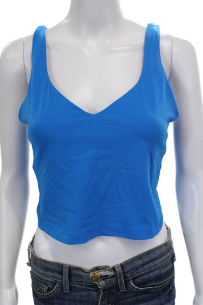 Lululemon Womens Lined V-Neck Crop Tank Top Blue Size 12