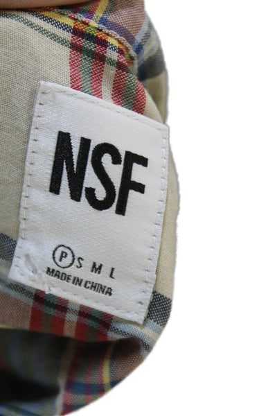 NSF Womens Sleeveless Plaid Cotton Collared Button Multicolor Blouse Size S