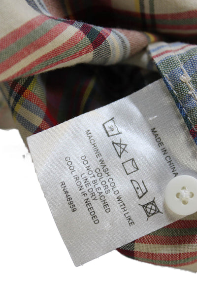 NSF Womens Sleeveless Plaid Cotton Collared Button Multicolor Blouse Size S