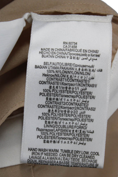 BCBGMAXAZRIA Women White Nylon Short Sleeve Round Neck Zip Blouse Size XS
