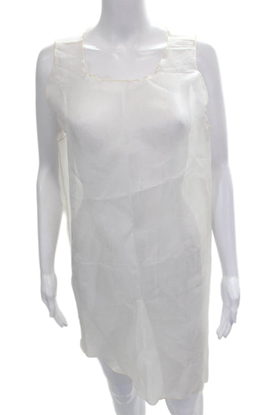Wear In Good Health Womens Silk Full Slip White Scoop Neck Sleeveless Size S