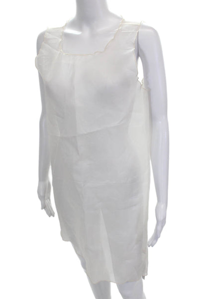 Wear In Good Health Womens Silk Full Slip White Scoop Neck Sleeveless Size S
