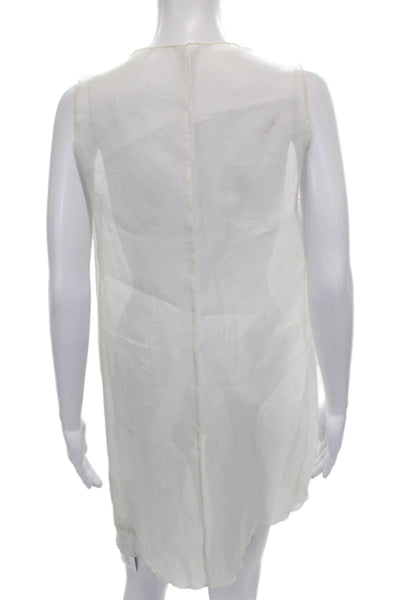 Wear In Good Health Womens Silk Full Slip White Scoop Neck Sleeveless Size S