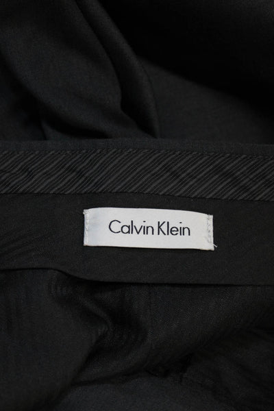Calvin Klein Mens Dress Pants Black Wool Button Size 34