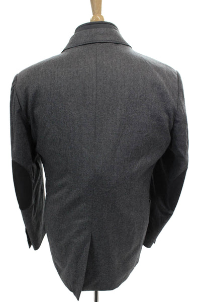 Corneliani Mens Gray Herringbone Virgin Wool Jacket Zipper Size 50