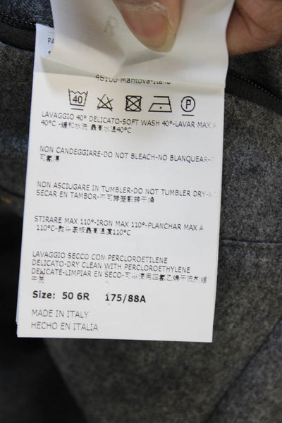Corneliani Mens Gray Herringbone Virgin Wool Jacket Zipper Size 50