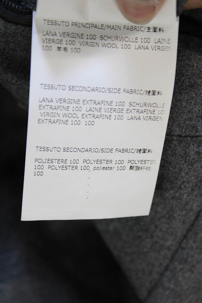 Corneliani Mens Gray Herringbone Virgin Wool Jacket Zipper Size 50