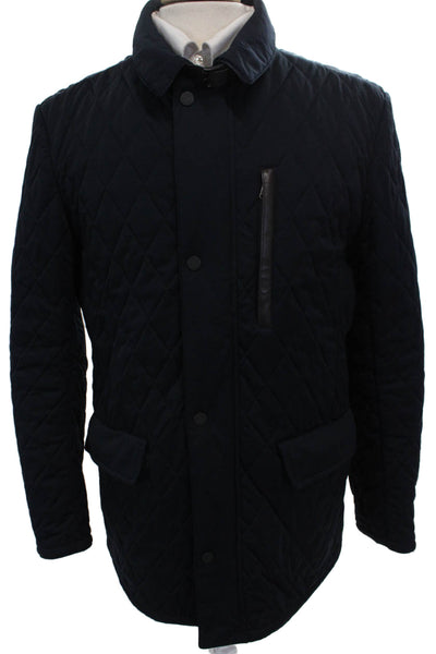 Gimos Mens Quilted Blue Button Polyester Jacket Fall Size 48