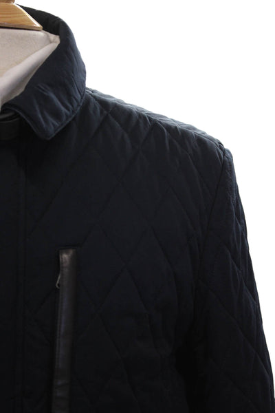 Gimos Mens Quilted Blue Button Polyester Jacket Fall Size 48