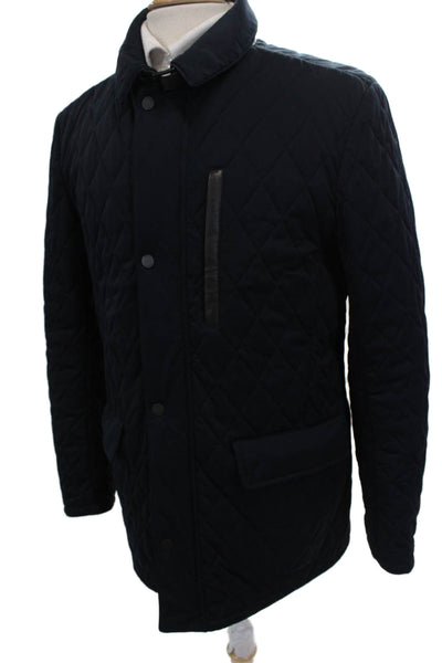 Gimos Mens Quilted Blue Button Polyester Jacket Fall Size 48