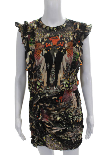 Allsaints Women Sheath Dress Multicolor Animal Print Viscose Knee Length Size 2