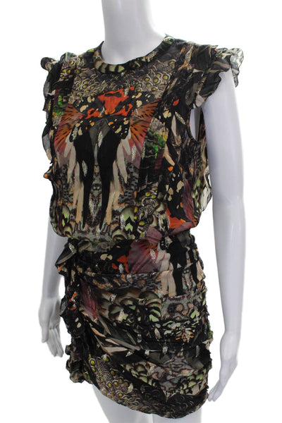 Allsaints Women Sheath Dress Multicolor Animal Print Viscose Knee Length Size 2
