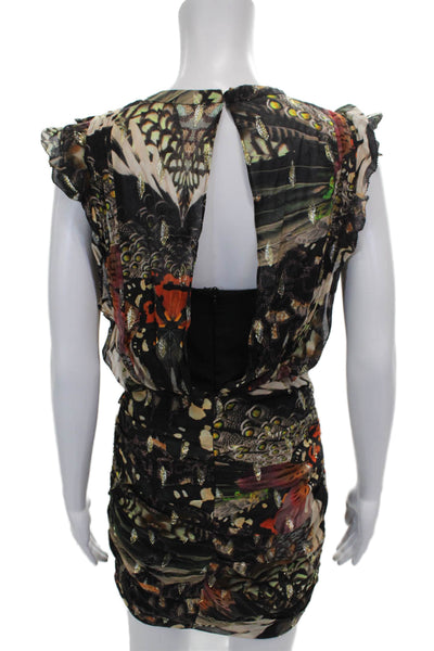Allsaints Women Sheath Dress Multicolor Animal Print Viscose Knee Length Size 2