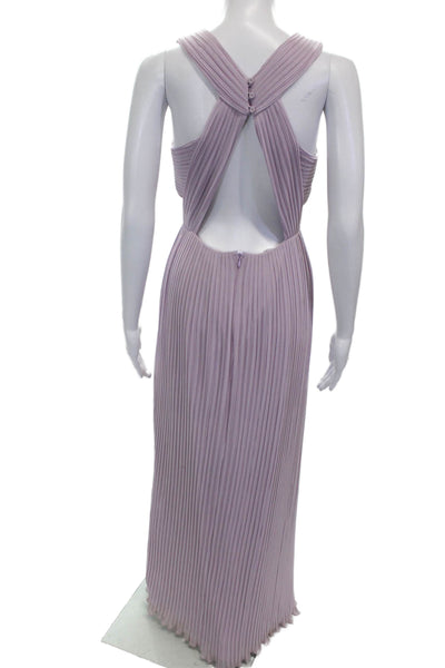 BCBG Max Azria Women Maxi Dress Purple Sleeveless Round Neck Zip Size 4