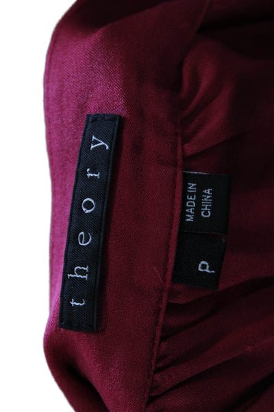 Theory Womens Basic Silk Halter Sleeveless Button Blouse Red Size 0P