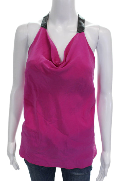 Cut25 by Yigal Azrouel Womens Silk Cowl Neck Sleeveless Tank Pink Zip Size 4