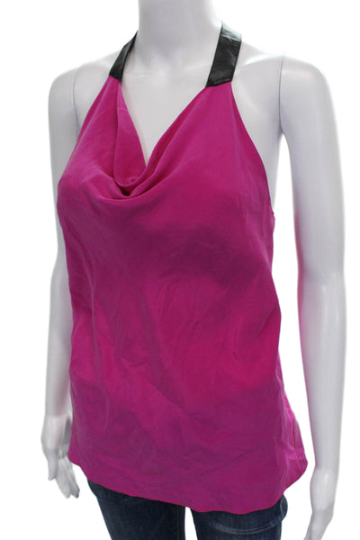 Cut25 by Yigal Azrouel Womens Silk Cowl Neck Sleeveless Tank Pink Zip Size 4
