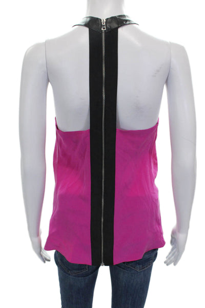 Cut25 by Yigal Azrouel Womens Silk Cowl Neck Sleeveless Tank Pink Zip Size 4
