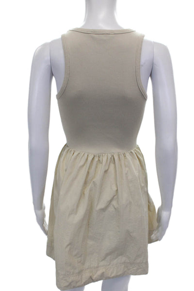 Steve Madden Women Tank Dress Beige Cotton Scoop Neck Sleeveless Size XS