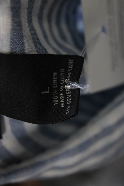 The Men's Store at Bloomingdale's Mens Linen Striped Shirt Blue White Size Large