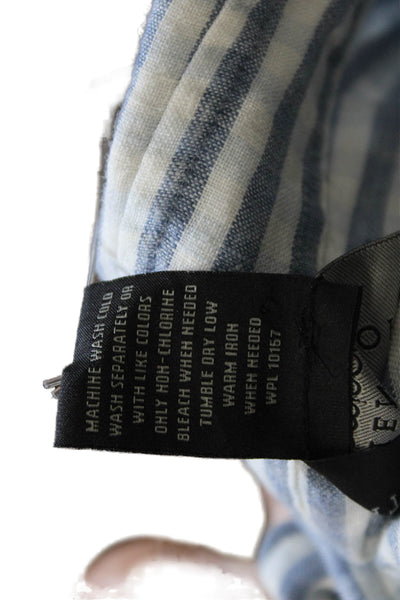 The Men's Store at Bloomingdale's Mens Linen Striped Shirt Blue White Size Large