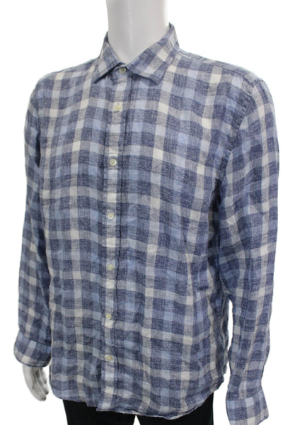 The Men's Store at Bloomingdale's Mens Plaid Button Down Shirt Blue Size Large