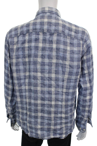 The Men's Store at Bloomingdale's Mens Plaid Button Down Shirt Blue Size Large