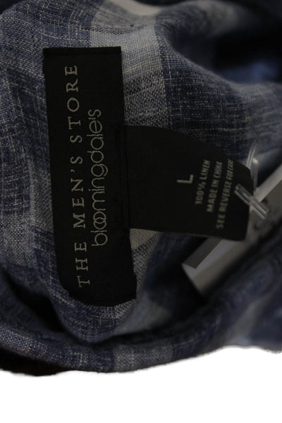 The Men's Store at Bloomingdale's Mens Plaid Button Down Shirt Blue Size Large