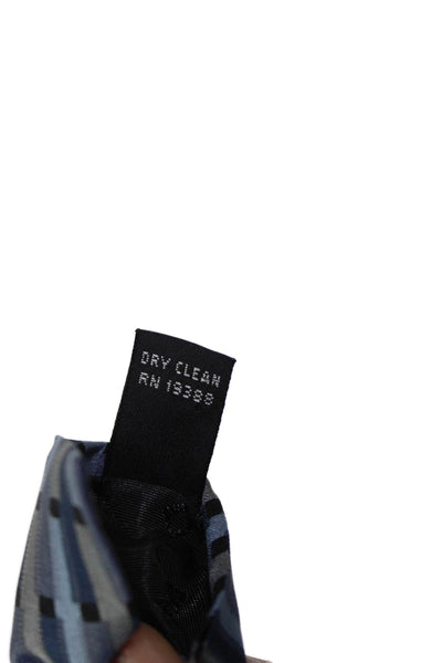 DKNY Mens Silk Striped Classic Necktie Blue Grey