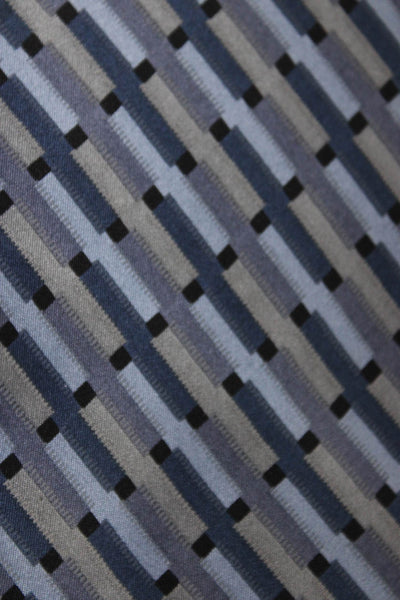 DKNY Mens Silk Striped Classic Necktie Blue Grey