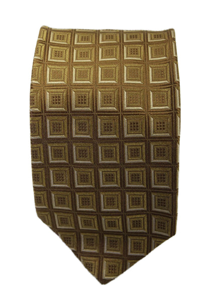 Boss Hugo Boss Mens Silk Geometric Print Wide Necktie Brown