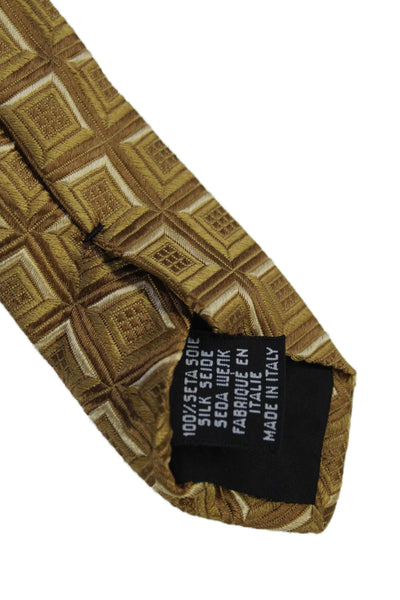 Boss Hugo Boss Mens Silk Geometric Print Wide Necktie Brown
