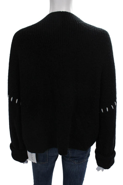 Commense Women Pullover Sweater Black Crew Neck Long Sleeve Polyester Size M