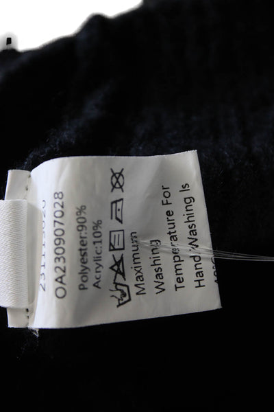 Commense Women Pullover Sweater Black Crew Neck Long Sleeve Polyester Size M