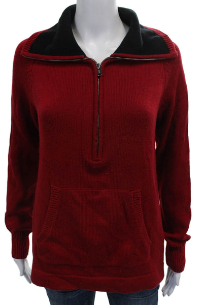 LRL Lauren Jeans Womens Pullover Sweater Red Cotton Collared Long Sleeve Size M